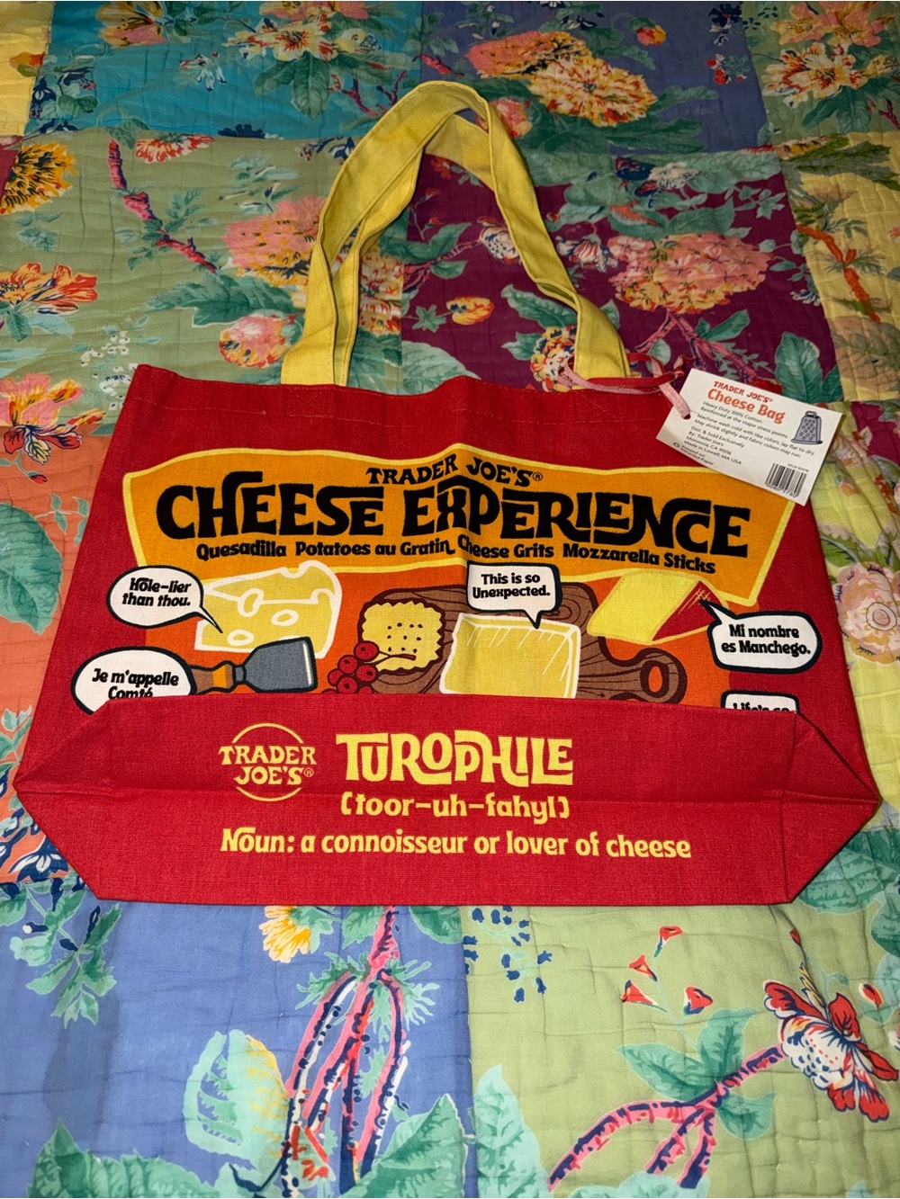 Large NWT Trader Joe’s “Cheese Adventures” Tote Bag - Picture 3 of 5